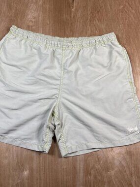 Stussy Mens Light Green Board Shorts 6 Inch Lined Swim Trunks Size Medium